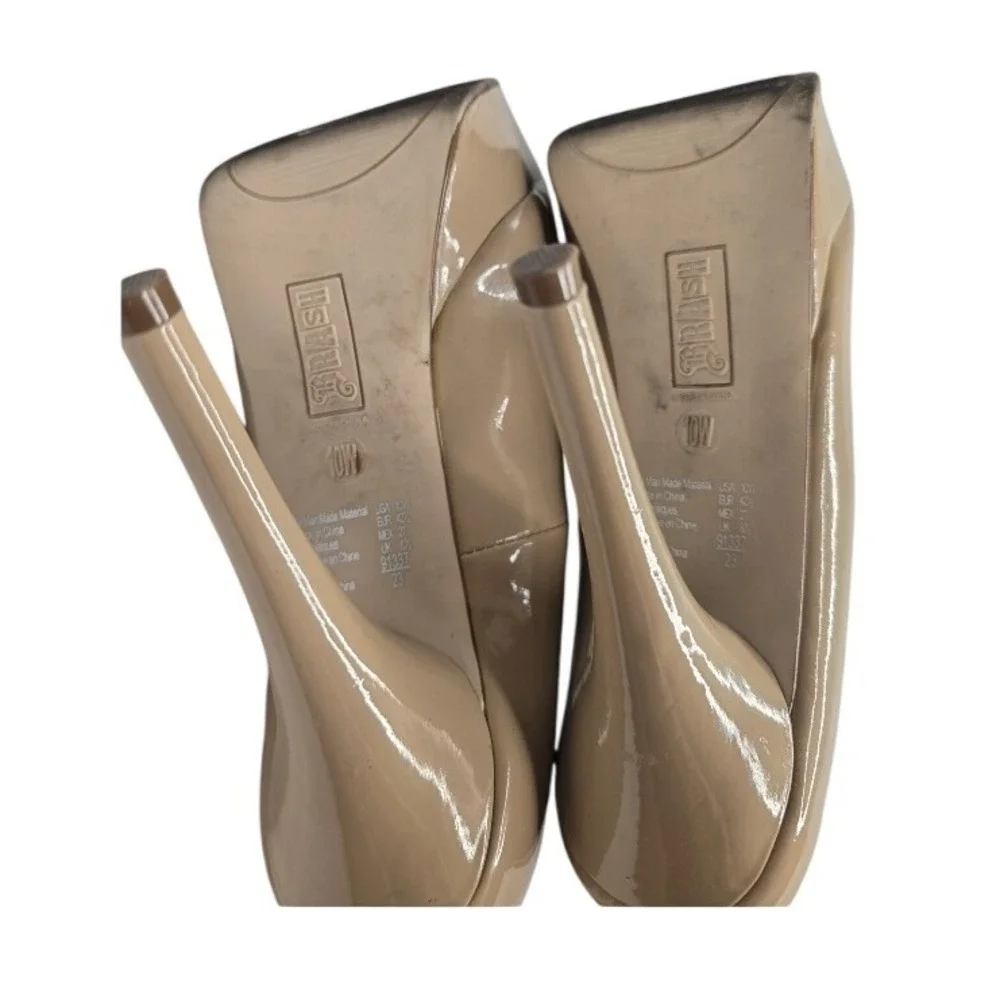 Brash Platform‎ High Heels Nude Patent Leather Stiletto Dressy Evening Glam